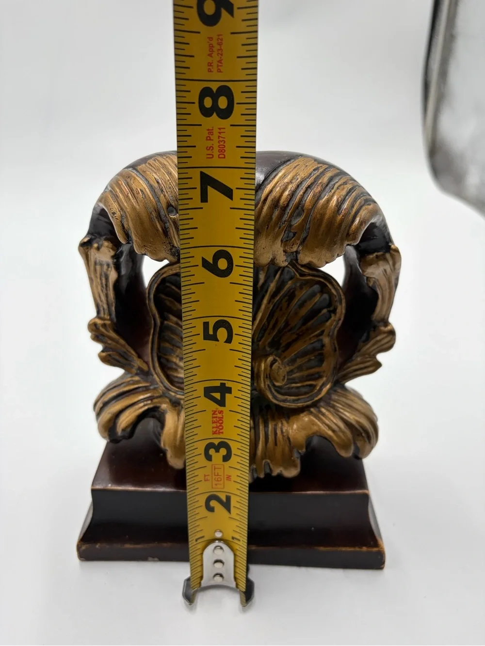 Ornate Gold and Dark Brown Decorative Bookends - Pair